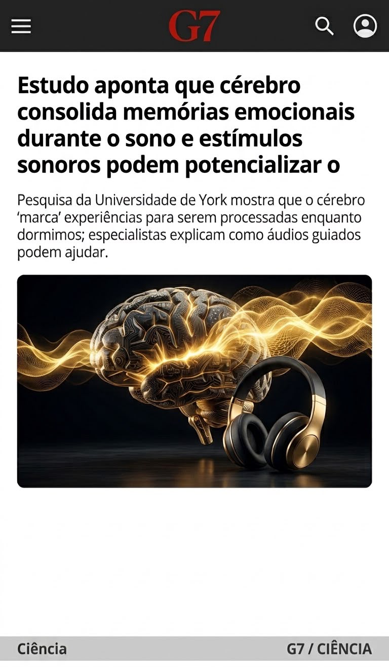 Dado científico: estudo aponta que o cérebro consolida memórias emocionais durante o sono e estímulos sonoros podem potencializar o processo
